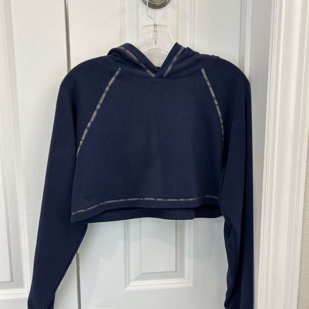 BANDIER Navy Blue Women's Cropped Hoodie